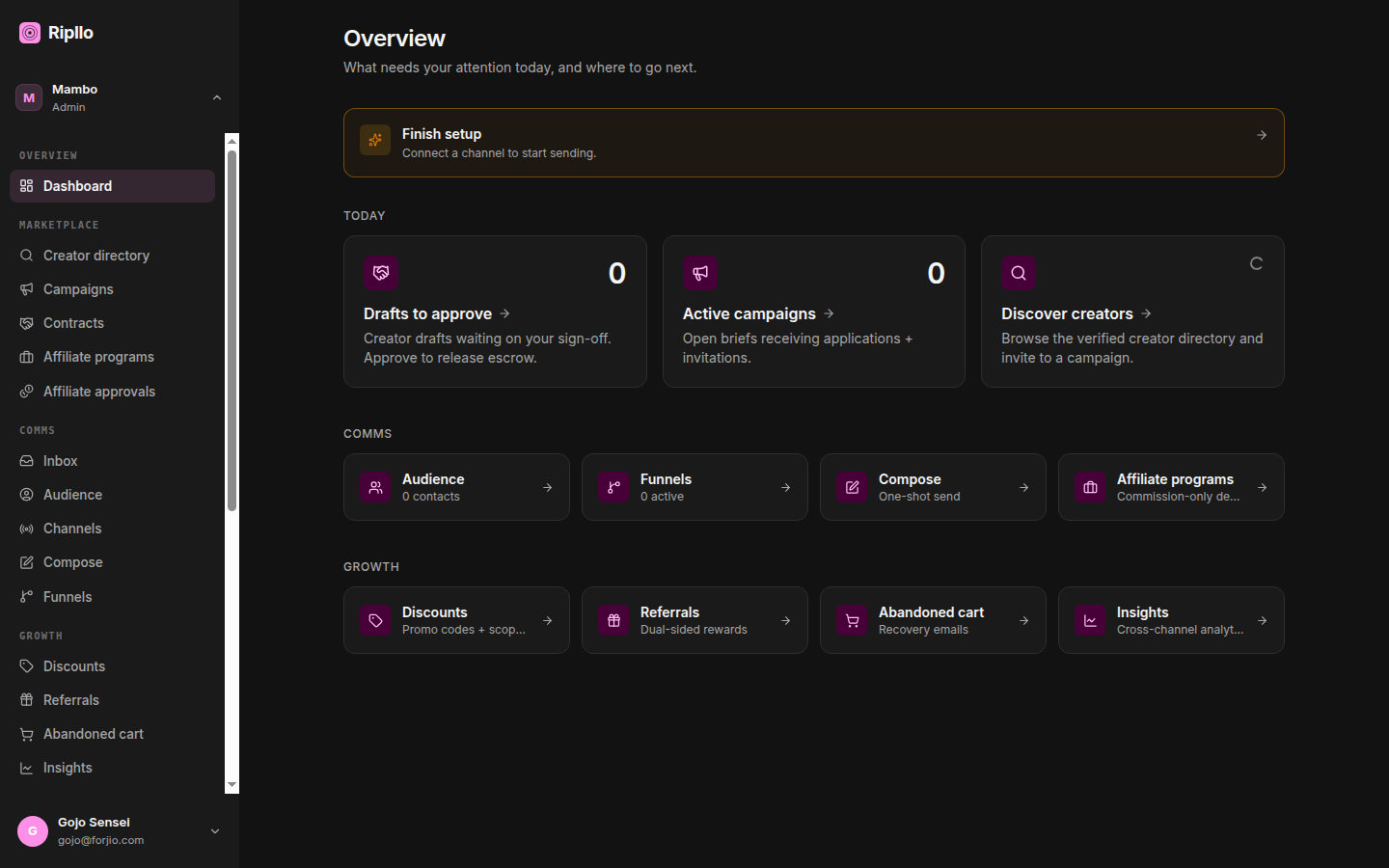 Plugipay family portal: dashboard