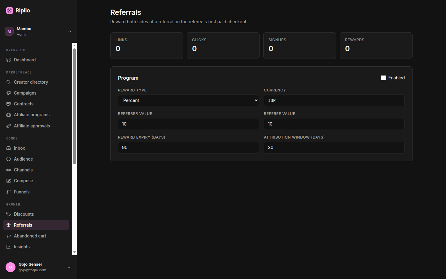Plugipay family portal: referrals